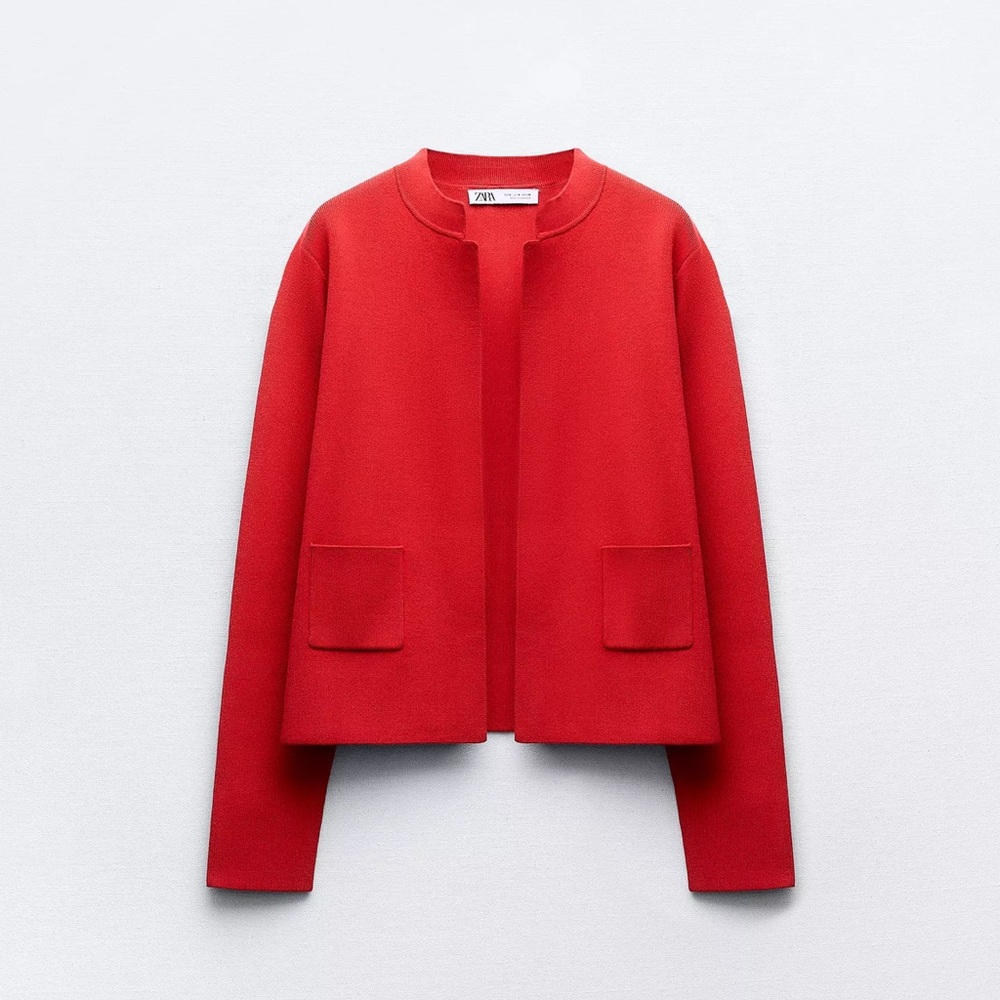 Zara Vibrant Red Cropped Jacket